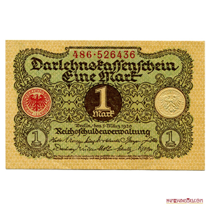 BILLETE DE 1 MARK ALEMÁN DE 1920 EN ALTO GRADO DE CONSERVACIÓN