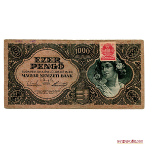 BILLETE DE 1.000 PENGOS HÚNGAROS DE 1946 REVALIDADO CON UNA ESTAMPILLA