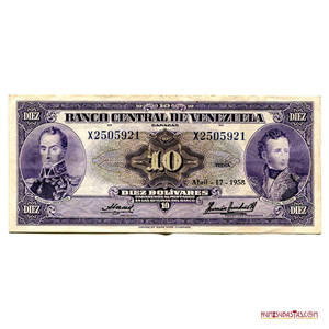 BILLETE DE 10BS DE ABRIL – 7 – 1958 SERIE X7