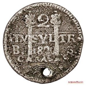 2 REALES DE CARACAS DE 1820 FALSO DE ÉPOCA