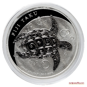 IMPONENTES 10$ DE FIJI “TORTUGA TAKU”, 5 ONZAS DE PLATA PURA