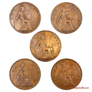 PENIQUES BRITÁNICOS AÑOS 1918, 1919, 1920, 1927 Y 1931