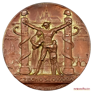 ESCASA Y HERMOSA MEDALLA PRO FONDOS PARA LA LIBERACIÓN DE CHECOSLOVAQUIA 1939