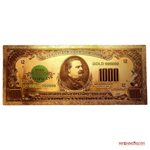 RÉPLICA EN ORO DEL BILLETE CERTIFICADO DE ORO DE 1.000$ DEL AÑO 1928
