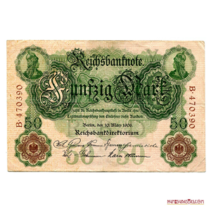 IMPONENTE BILLETE IMPERIAL ALEMÁN DE 50 MARK DE 1906