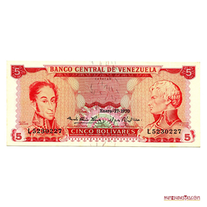 BILLETE DE 5BS DE ENERO-27-1970 L7 EN ALTO GRADO DE CONSERVACIÓN