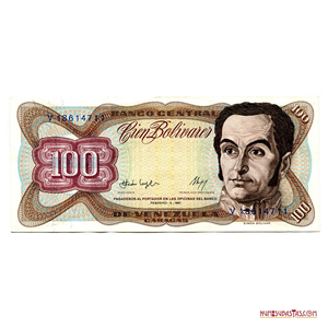 BILLETE DE 100BS DE FEBRERO-3-1987 SERIE V8 EN ALTO GRADO DE CONSERVACIÓN